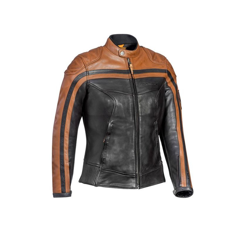 IXON Blouson cuir moto lady pioneer marron et camel